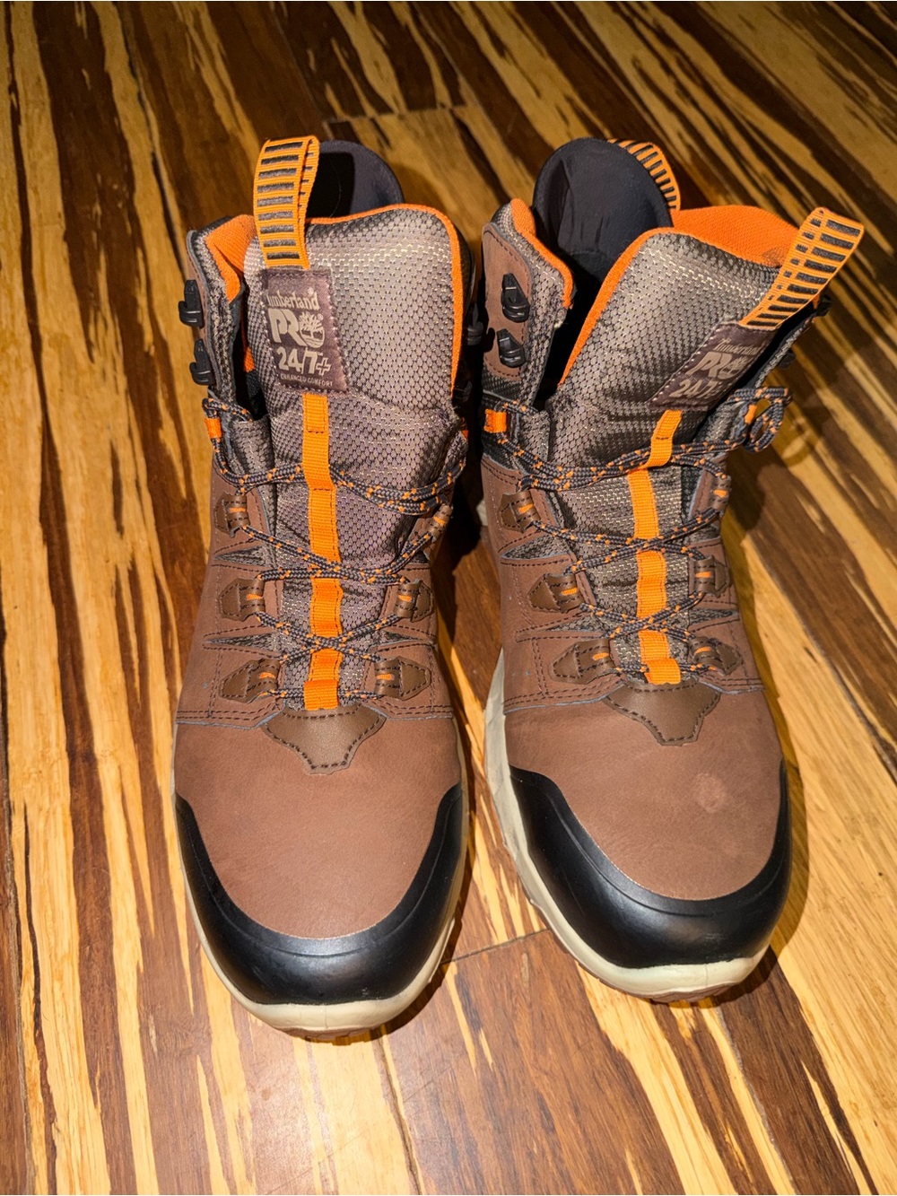 Timberland Brown and Orange Men's Composite Toe Work Boots